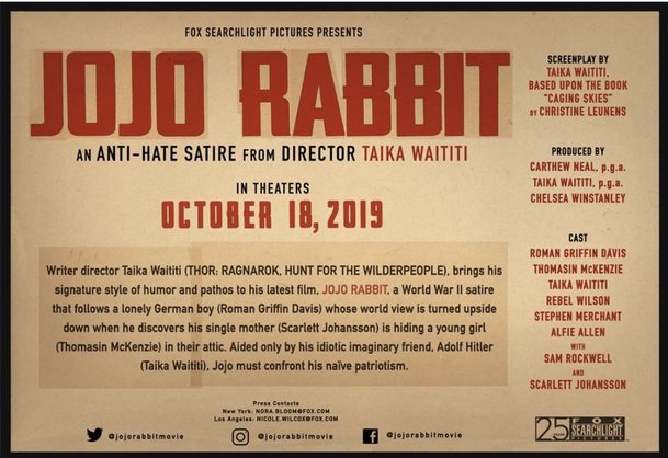 Jojo Rabbit: Protiválečná satira od režiséra filmu Thor: Ragnarok má datum premiéry | Fandíme filmu