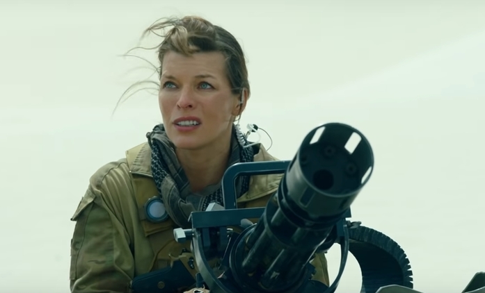 Monster Hunter: Milla Jovovich s rotačním kulometem se pouští do prvního střetu s písečným monstrem | Fandíme filmu