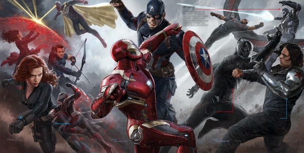 Captain America 3: Hrdinové spolu bojují na obřím banneru | Fandíme filmu